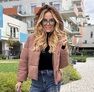 Moon Light kabát barna – Rövid női steppelt kabát csillogó díszítéssel – Innova Fashion – 3. kép